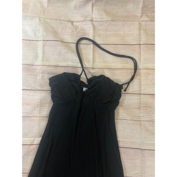 Wayf Women's Black Ribbed Halter Slip Midi Maxi Dress - Medium - Picture 2 of 10